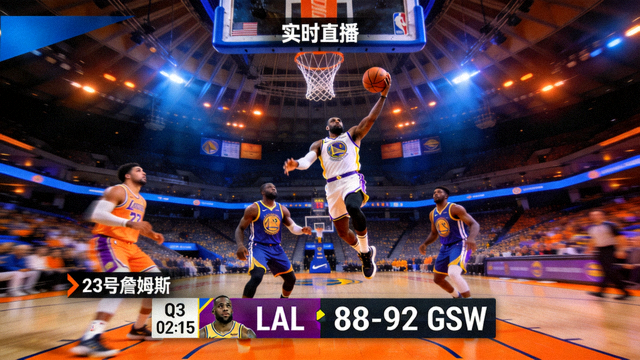 篮球馆内NBA比赛球员突破上篮的实时直播画面缩略图